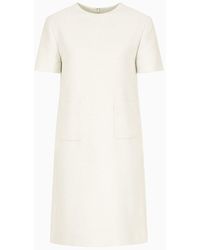 Emporio Armani - Short-sleeved Tunic Dress In Technical Faille - Lyst