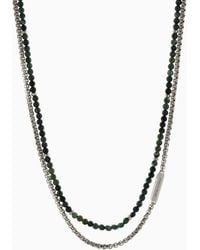 Emporio Armani - Grass Agate Stainless Steel Id Necklace - Lyst