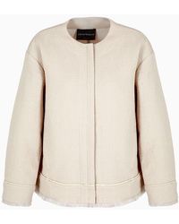Emporio Armani - Cotton Double-faced Crêpe Zip-up Jacket - Lyst