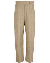 Emporio Armani - Trousers With Monochromatic Stripes In A Peach-feel Viscose-blend - Lyst