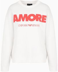 Emporio Armani - Sweatshirt Aus Bio-jersey Mit Amore-asv-aufdruck - Lyst
