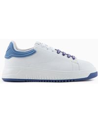 Emporio Armani - Leather Sneakers With Rubber Backs - Lyst