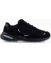 Emporio Armani - Mesh Sneakers With Suede Details And An Eagle Logo - Lyst