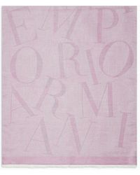 Emporio Armani - Viscose And Modal Blend Stole With Jacquard Lettering - Lyst