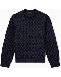 Emporio Armani - Double Jersey Sweatshirt With All-Over Logo Print - Lyst