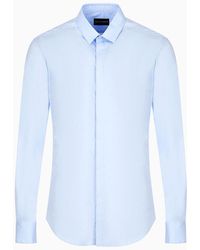 Emporio Armani - Lightweight Comfort-satin Shirt With Front Pockets - Lyst