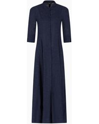 Emporio Armani - Icon Linen-Blend Chambray Long Dress - Lyst