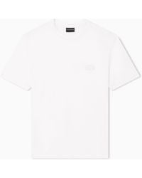 Emporio Armani - Lyocell Blend Jersey T-Shirt With Ea Logo Embroidery - Lyst