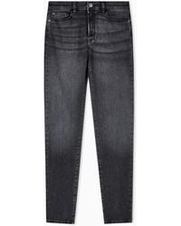 Emporio Armani - Vaqueros J20 De Cintura Alta Y Pernera Superpitillo En Denim Elástico Con Aspecto Usado - Lyst