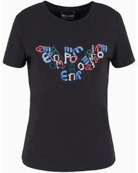 Emporio Armani - Asv T-shirt Aus Bio-stretchjersey Mit Maxi-adlermuster - Lyst