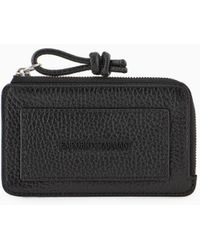 Emporio Armani - Tumbled-leather Card Holder With Zip Pocket - Lyst