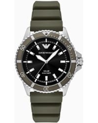 Emporio Armani - World Explorer Solar-Powered Three-Hand Silicone Watch - Lyst