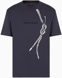 Emporio Armani - T-shirt In Jersey Con Ricamo Corda E Logo Asv - Lyst