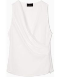 Emporio Armani - Top Mit Drapierung Aus Fließendem Crêpe - Lyst