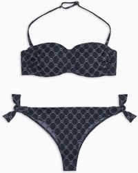 Emporio Armani - Bikini Con Sujetador Tipo Bandeau En Tejido Jacquard Con Relleno Y Monograma - Lyst