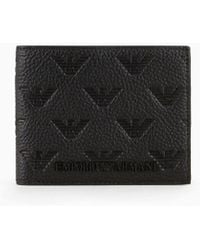 Emporio Armani - Leather Wallet With All-over Embossed Eagle - Lyst