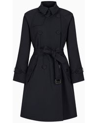 Emporio Armani - Double-breasted Trench Coat In Water-repellent Gabardine - Lyst
