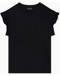 Emporio Armani - Jersey T-Shirt With Ruffles On The Sleeves - Lyst