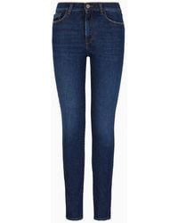 Emporio Armani - Jeans J20 Vita Alta E Gamba Super Skinny In Denim Stretch Used Look - Lyst