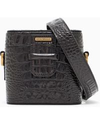 Emporio Armani - Bolso Cubo Bandolera De Piel Con Estampado De Cocodrilo - Lyst