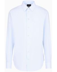 Emporio Armani - Cotton-poplin Shirt With Classic Collar - Lyst