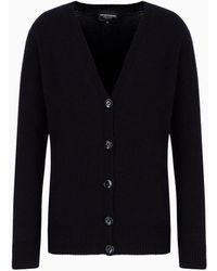 Emporio Armani - Pure Cashmere Cardigan With Plunging V-neck - Lyst
