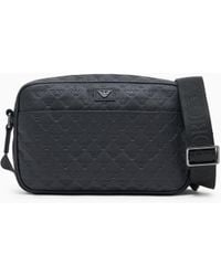 Emporio Armani - Sac À Bandoulière En Cuir Embossé Aigle All Over - Lyst