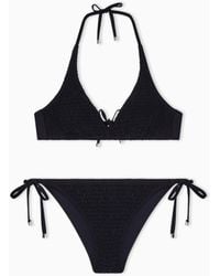 Emporio Armani - Lycra Smocked Triangle Bikini - Lyst