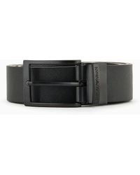 Emporio Armani - Reversible Belt In Eagle Print Leather - Lyst