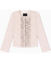 Emporio Armani - Armure Fabric Jacket With Ruffles - Lyst
