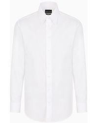Emporio Armani - Herringbone Motif Jacquard Cotton Shirt - Lyst