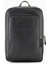 Emporio Armani - Tumbled-leather Backpack With Laptop Compartment - Lyst