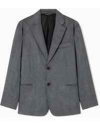Emporio Armani - Blazer À Simple Boutonnage En Sergé Stretch De Laine Vierge - Lyst