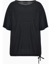 Emporio Armani - Striped Jacquard Jersey Jumper With Drawstring Hem - Lyst