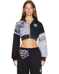 Marine Serre - Upcycled Graphic Sweatshirts Cropped Zipped Hoodie Top - Lyst