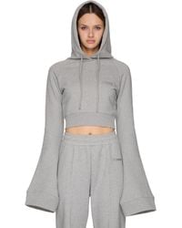 Vetements - Flared Sleeve Cropped Hoodie Top - Lyst