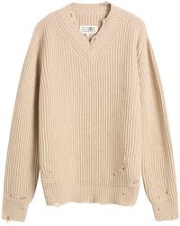 MM6 by Maison Margiela - Mm6 Distressed Knitted Sweater - Lyst