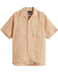 Beams Plus - Open Collar Panama Plaid Linen Shirt - Lyst