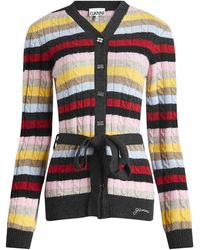 Ganni - Logo Wool Mix Belt Cardigan - Lyst