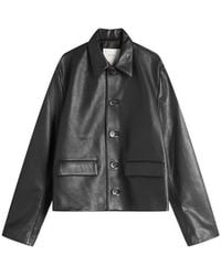 Second/Layer - Button Through Leather Jacket - Lyst