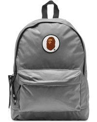bape happy new year ape head patch backpack grey
