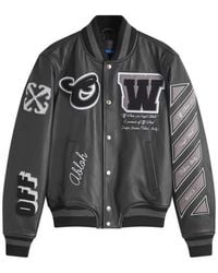 Off-White c/o Virgil Abloh - Off- Leather Varsity Jacket - Lyst