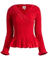 Damson Madder - Suri Shirred Cotton Blouse - Lyst