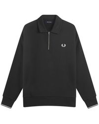 Fred Perry - Half Zip Collared Sweatshirt - Lyst