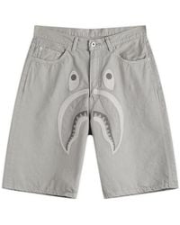 A Bathing Ape - Shark Garment Dye Relaxed Fit Denim Shorts - Lyst