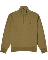 Fred Perry - Knitted Trim Zip Neck Sweatshirt - Lyst