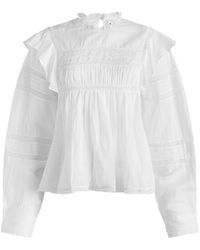 Isabel Marant - Cotton Voile Lace-Trimmed Ruffled Top - Lyst