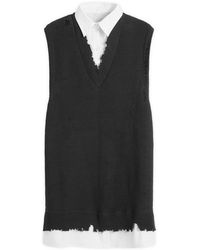 Maison Margiela - Mm6 Knitted V-Neck Mini Dress - Lyst