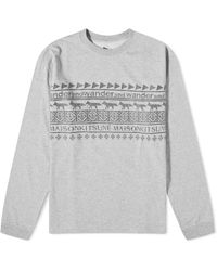 and wander - X Maison Kitsuné Long Sleeve Nordic Border T-Shirt - Lyst