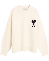 Ami Paris - Felted Merino Wool Knit Adc Crew Neck Jumper - Lyst